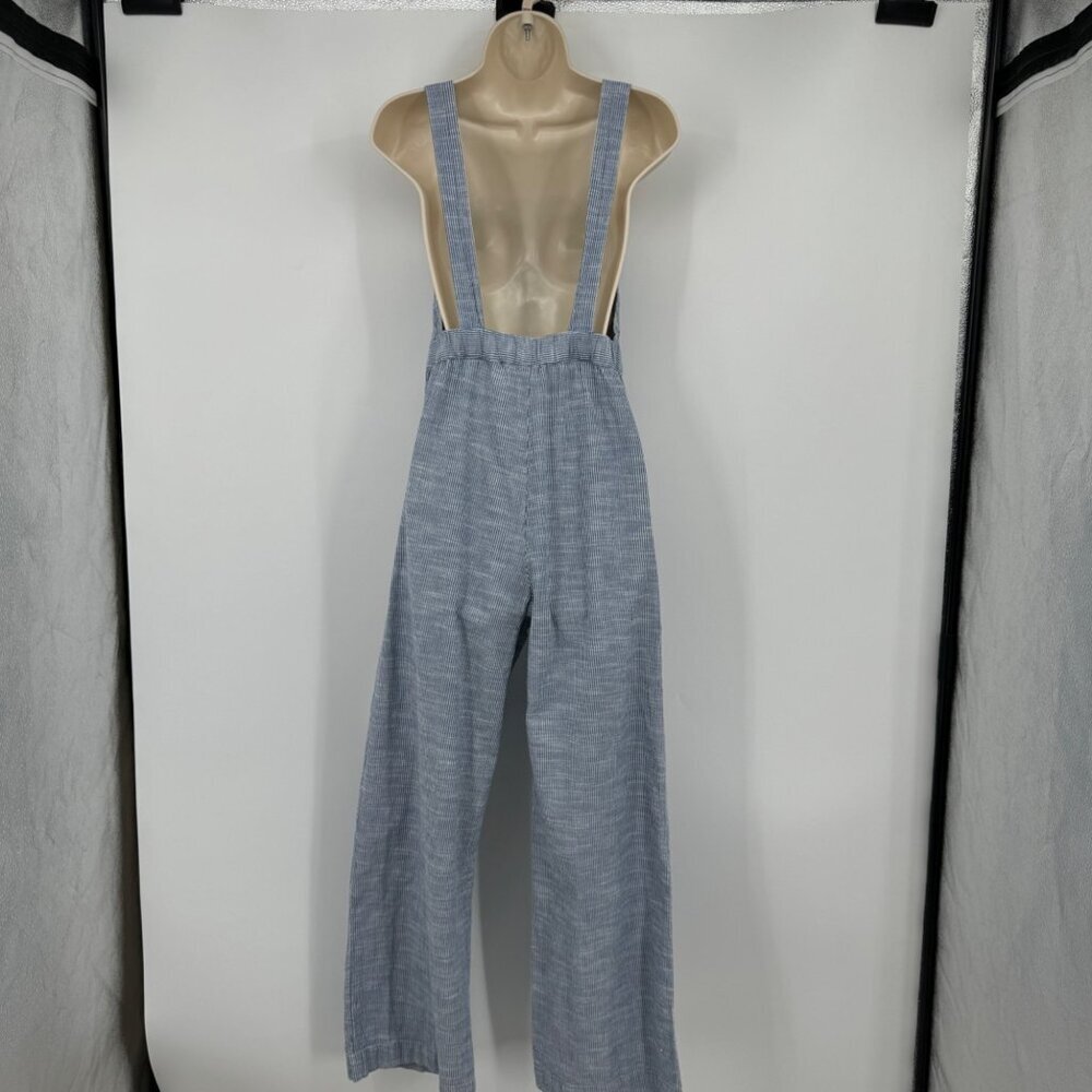 JAPNA Women's Size M Romper Jumpsuit Blue Striped straight  Leg 100% Cotton Casu - Picture 10 of 14